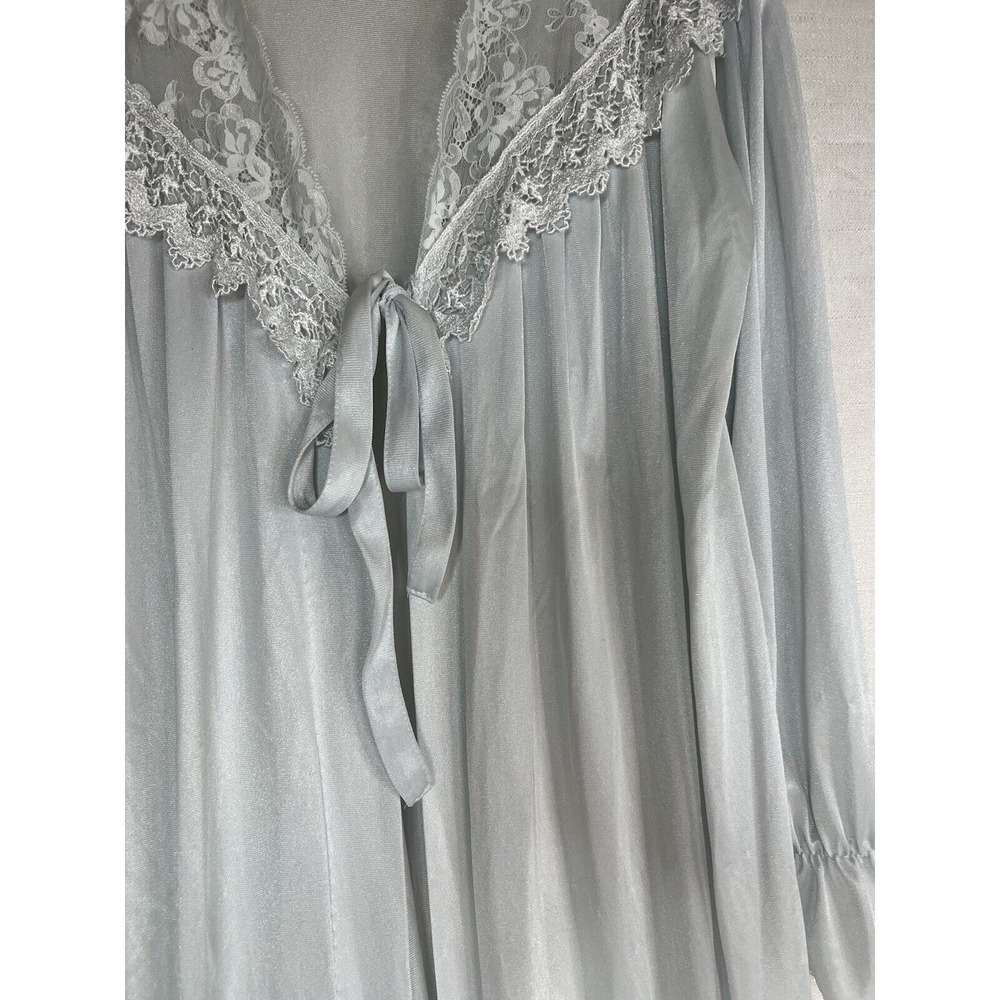 Vintage Ashely Ames Light Blue Maxi Front Tie Robe Nightgown Housecoat Medium - Picture 5 of 13